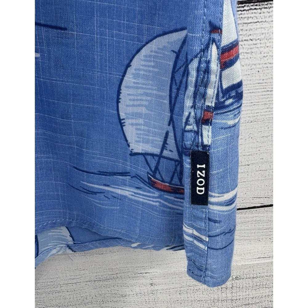 IZOD Saltwater Men's 2 XLDockside Chambray Boat All Over Print Button Down Shirt - Picture 4 of 5